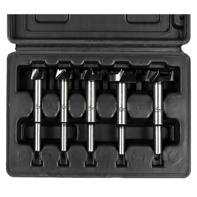 Hofftech Forstnerboor set - 5 delig - Voor strakke en splintervrije gaten - Inclusief opbergkoffer