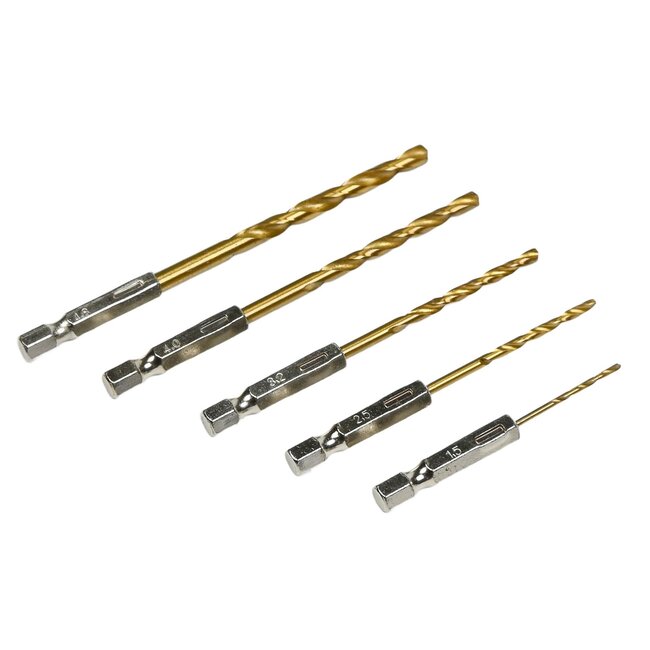 Hofftech 5-delige titanium boorset - duurzaam en compact - maten 1.5 t/m 4.8 mm