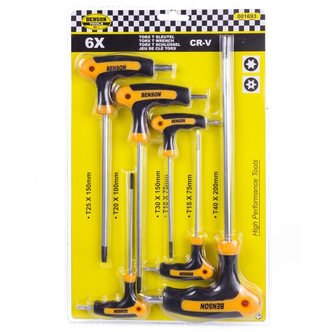 Benson 6-delige Torx sleutelset - T-greep - T10 tot T40 - Ergonomisch ontwerp