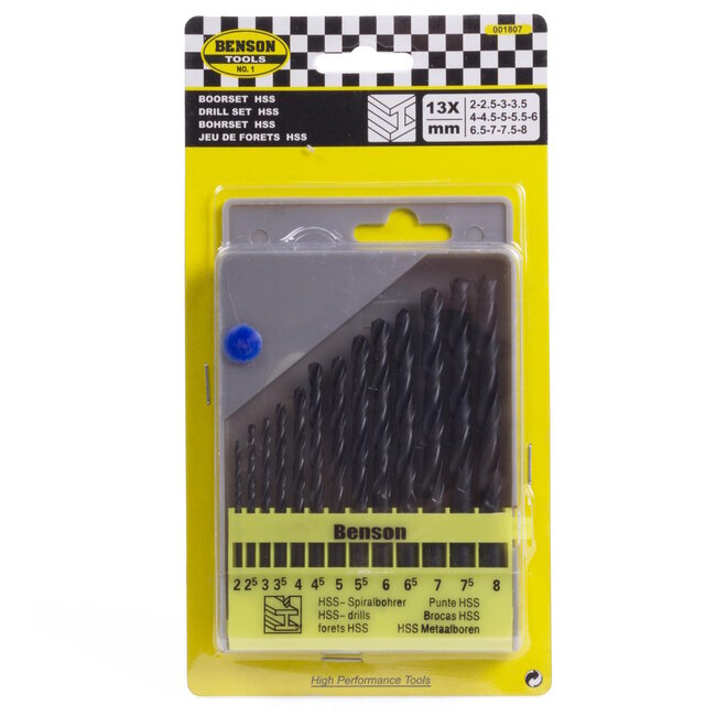 Benson Metaalborenset - 13-delig - HSS-staal - 2 t/m 8 mm - Spiraalvormig