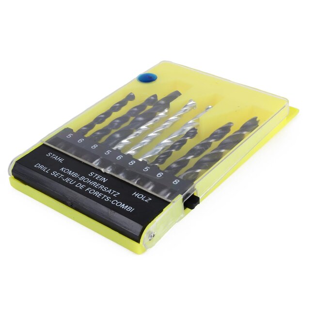 Benson 9-delige borenset - hout, steen en metaal - verschillende diameters - kunststof cassette