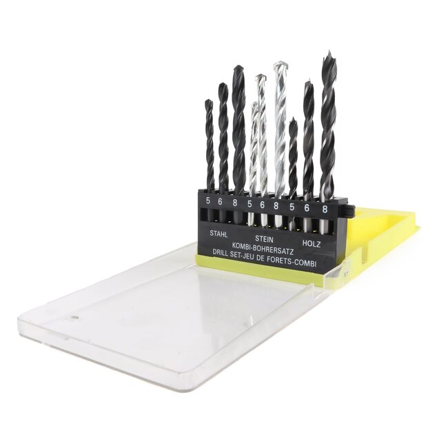 Benson 9-delige borenset - hout, steen en metaal - verschillende diameters - kunststof cassette