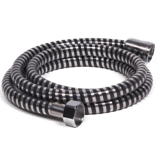 Benson Doucheslang - 1,5 meter - PVC - Chroom en zwart - Inclusief 2 sanitair ringen