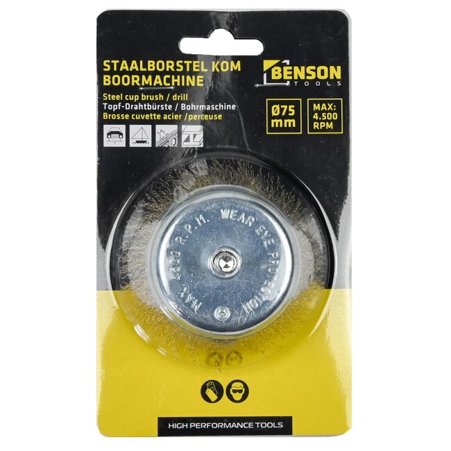 Benson Komborstel voor boormachine - 75 mm diameter - gecoat staaldraad met messing - veelzijdig gebruik
