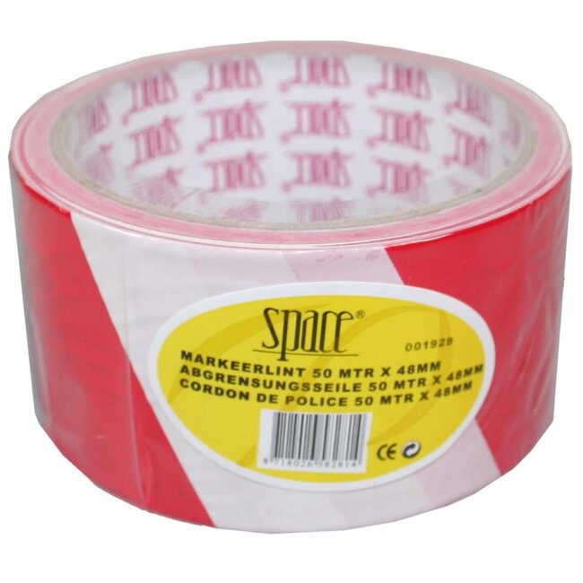Benson Robuust afzetlint - 48 mm breed - 50 meter lang - Rood en wit