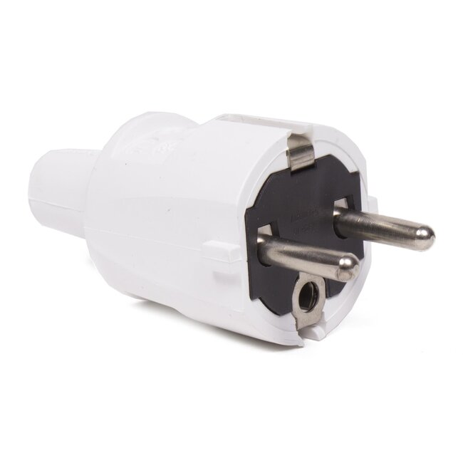 Benson Witte stekker - PVC - randaarde - schroefbevestiging - veilig en betrouwbaar