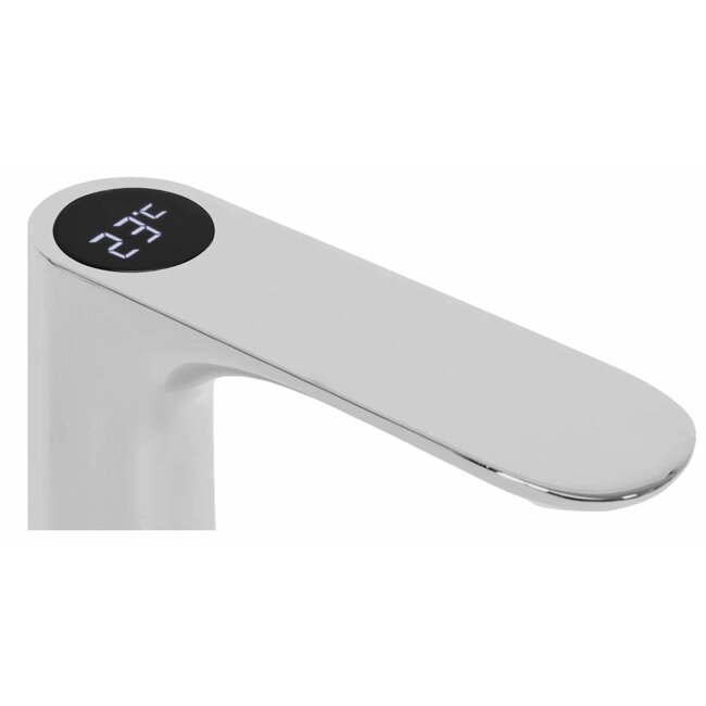 REA Laag model wastafelkraan - chroom - met temperatuursensor - duurzaam messing - 150 mm hoog