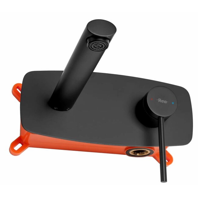 REA Inbouw wastafelmengkraan - eenhendel - matzwart - messing - 18,5 cm uitloop