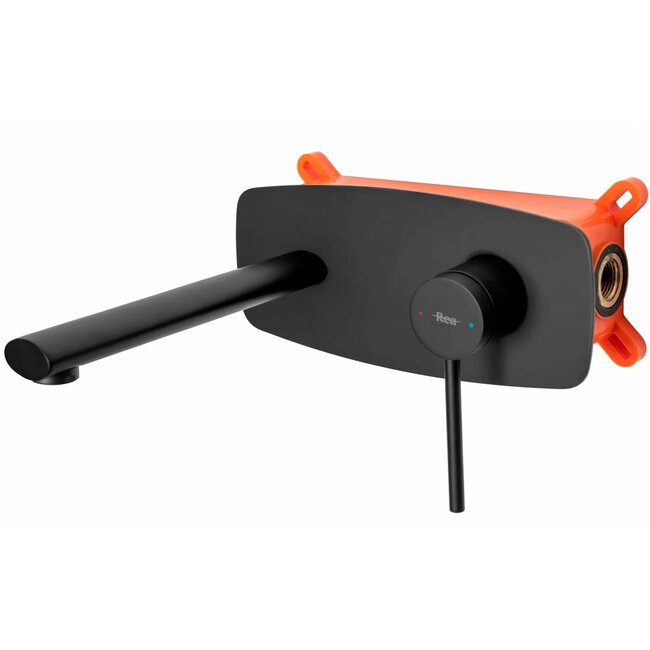 REA Inbouw wastafelmengkraan - eenhendel - matzwart - messing - 18,5 cm uitloop