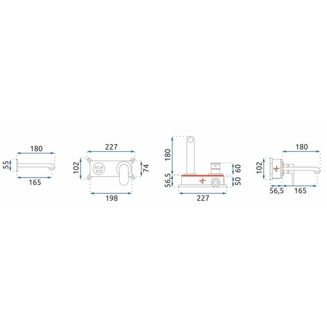 REA Inbouw wastafelkraan - eenhendel - matzwart - modern design - messing