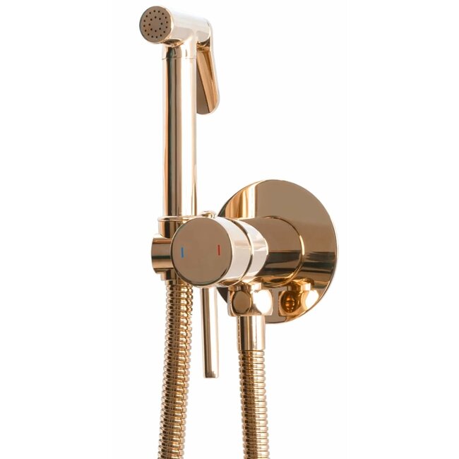 REA Inbouw bidetkraan met sproeier - rosé goud - ruimtebesparend design - messing materiaal