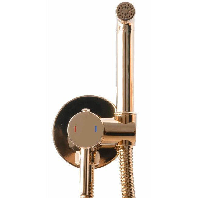 REA Inbouw bidetkraan met sproeier - rosé goud - ruimtebesparend design - messing materiaal