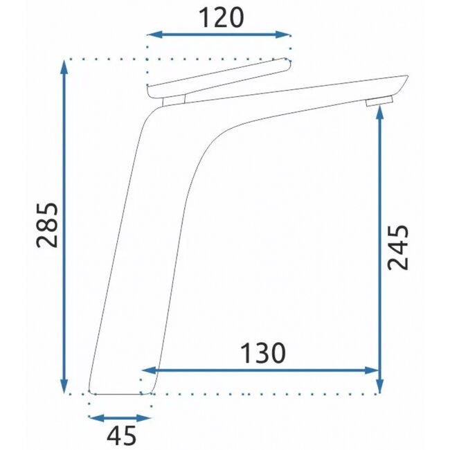 REA Hoog model wastafelkraan - mat zwart - eengreeps - messing - 285 mm hoogte