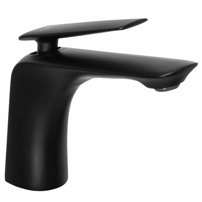 REA Laag model wastafelkraan - mat zwart - eengreeps - messing - 160 mm hoogte