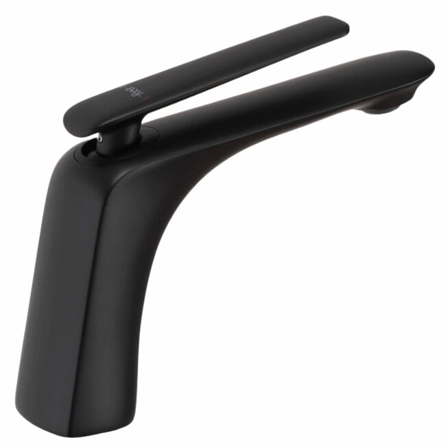 REA Laag model wastafelkraan - mat zwart - eengreeps - messing - 160 mm hoogte