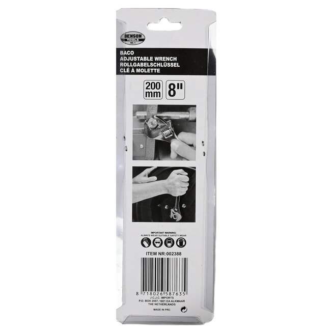 Benson Verstelbare moersleutel - 20 cm - Duurzaam en veelzijdig