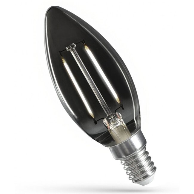 TooLight Filament LED lamp - Kaarsvorm - Smoke look - Warmwit 4000K - E14 fitting - 2,5W - Spatwaterdicht IP54