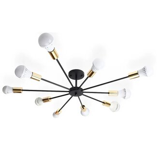 TooLight APP503-10C Plafondlamp - E27 - 10 Lichtpunten - Zwart/Goud