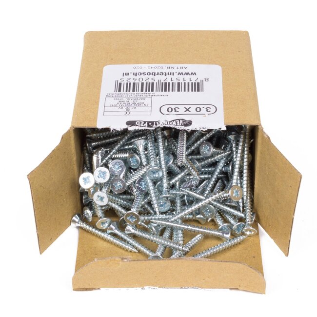 Benson Verzinkte spaanplaatschroeven - Pozidrive - 3.0 x 30 mm - 200 stuks