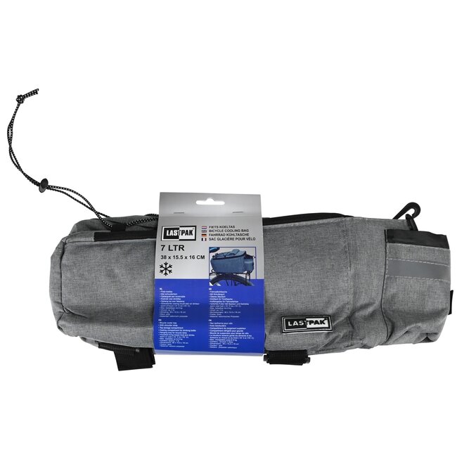 Lastpak Fiets koeltas - 7 liter - met schouderriem en extra opbergvak - grijs