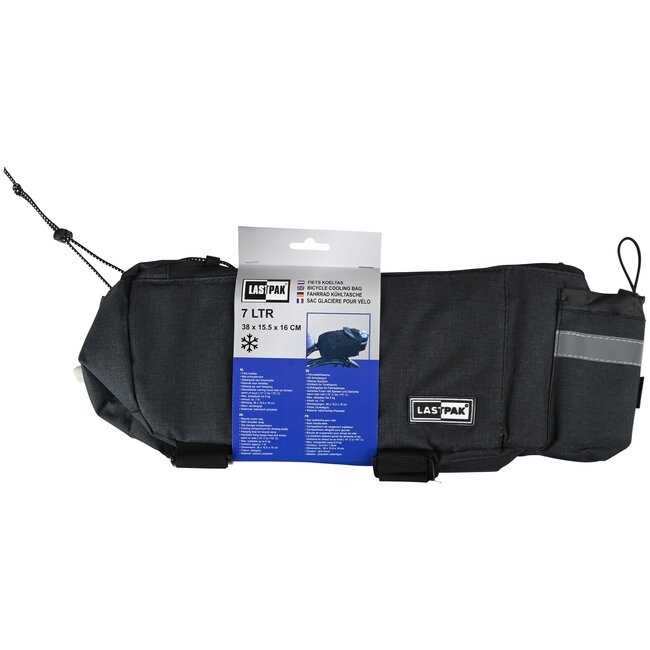 Lastpak Geïsoleerde fiets koeltas - 7 liter - zwart - met schouderriem en ophanglus