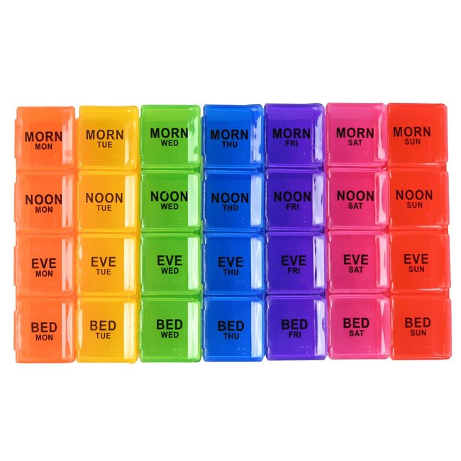 Benson Pillendoos in etui - 7 dagen - 4 vakken per dag - compact formaat - 19 x 14 x 3,5 cm