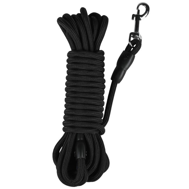 Benson Zoeklijn voor honden - nylon en metaal - 5 meter - zwart - Ø 6 mm