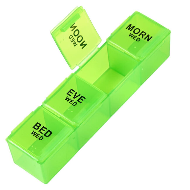 Benson Pillendoos in etui - 7 dagen - 4 vakken per dag - compact formaat - 19 x 14 x 3,5 cm