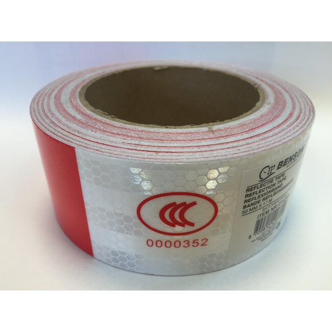 Benson Reflecterende tape - Rood en wit - 50 mm x 17 meter - Verhoogde zichtbaarheid en veiligheid