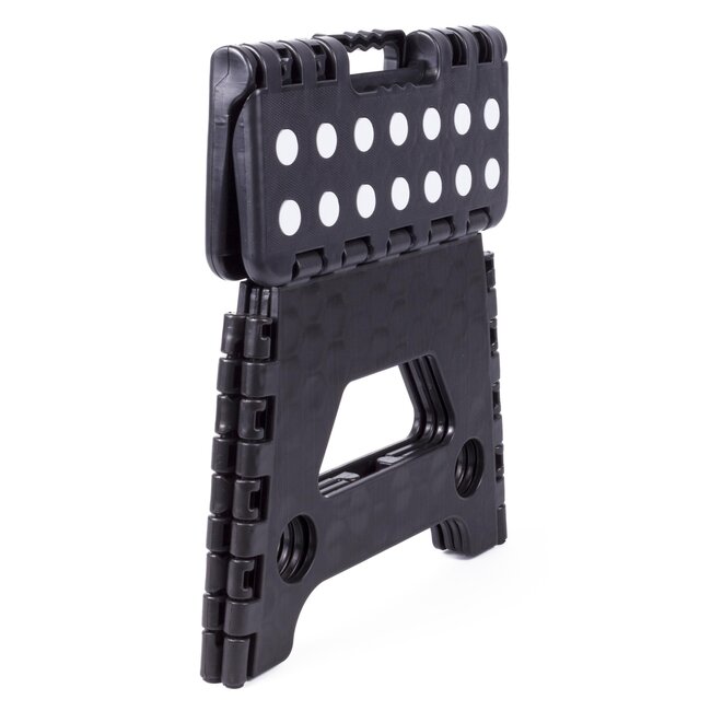 Benson Opvouwbare kruk - zwart met witte stippen - compact en draagbaar - 23 x 19 x 19 cm