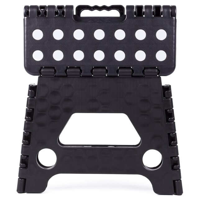 Benson Opvouwbare kruk - zwart met witte stippen - compact en draagbaar - 23 x 19 x 19 cm