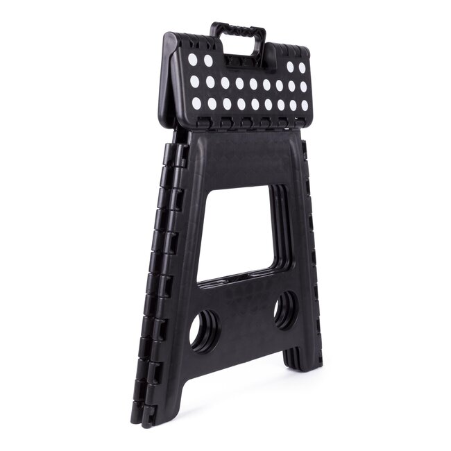 Benson Opvouwbare kruk - zwart met witte stippen - compact en draagbaar - 29x22x39 cm