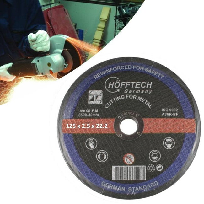 Hofftech Doorslijpschijf metaal - 125 mm - 2.5 mm dik - Efficiënt en nauwkeurig snijden