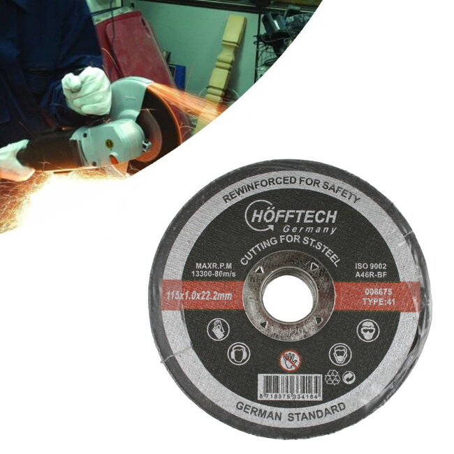 Hofftech Ultradunne doorslijpschijf - precisie en veelzijdigheid - 115 mm - 1 mm dikte - RVS en staal