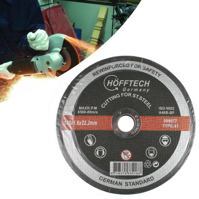 Benson Doorslijpschijf - Inox - Versterkte wapening - Ø 180 mm - 1,6 mm dik - As-gat 22,2 mm