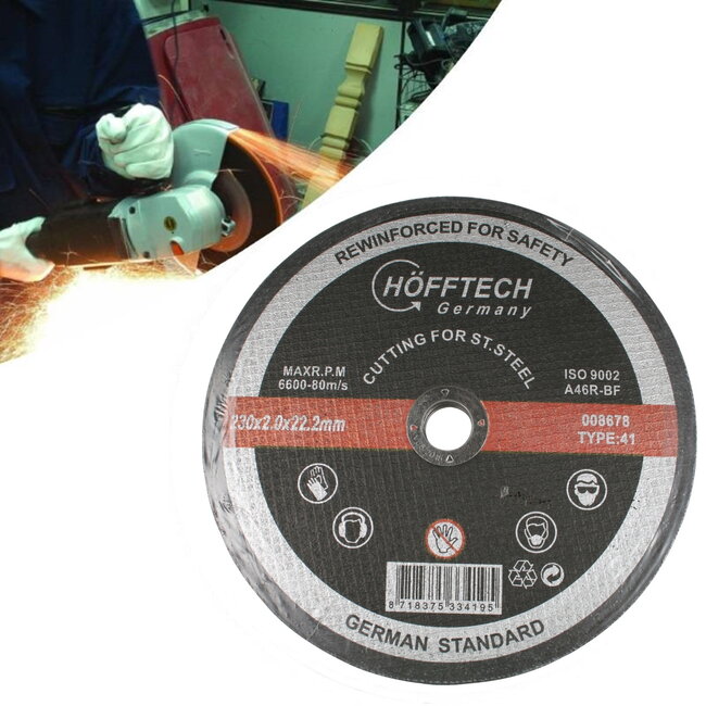 Hofftech Doorslijpschijf - 230 mm - 2 mm dikte - IJzer- en zwavelvrij - Voor RVS en staal