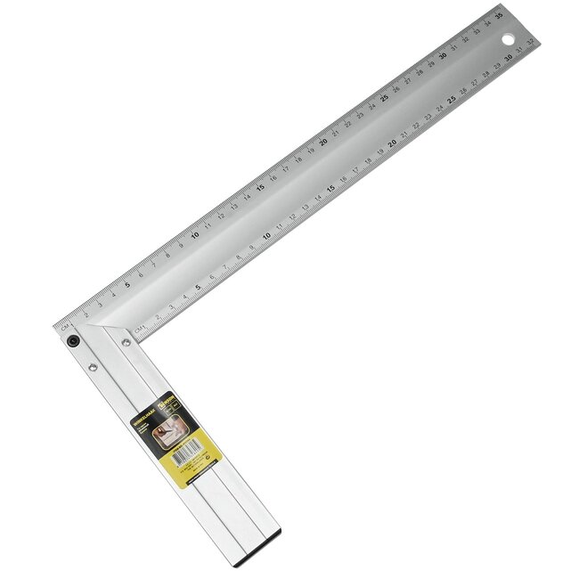 Benson Winkelhaak met waterpas - 35 cm liniaal - 90 graden hoek - Aluminium