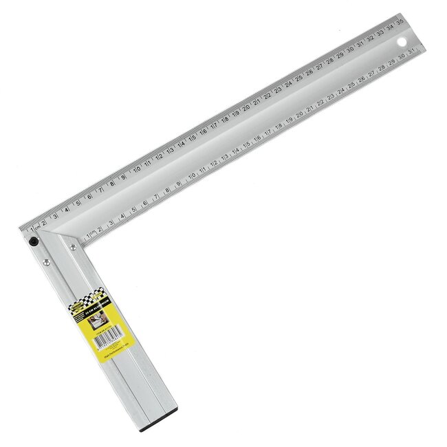 Benson Winkelhaak met waterpas - 35 cm liniaal - 90 graden hoek - Aluminium