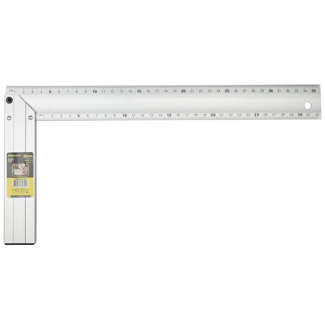 Benson Winkelhaak met waterpas - 35 cm liniaal - 90 graden hoek - Aluminium