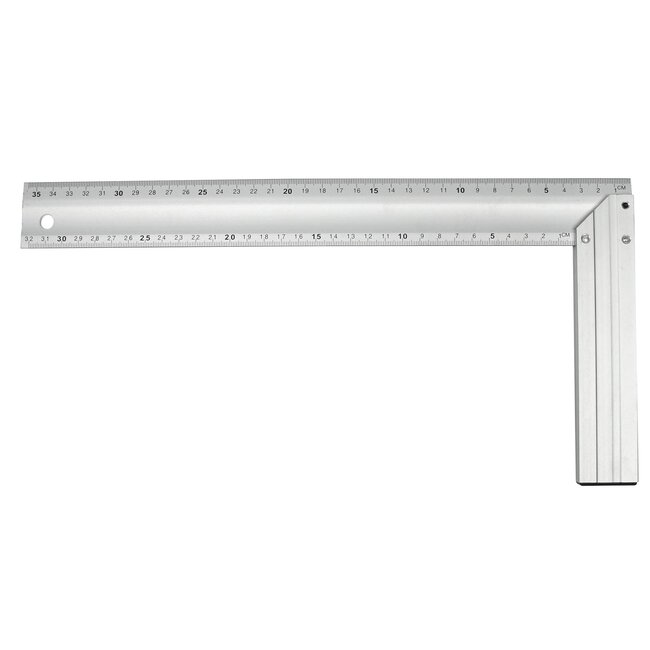 Benson Winkelhaak met waterpas - 35 cm liniaal - 90 graden hoek - Aluminium