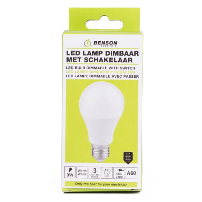 Benson LED lamp - bewegingssensor - 9W - warmwit - E27 fitting - 2700K