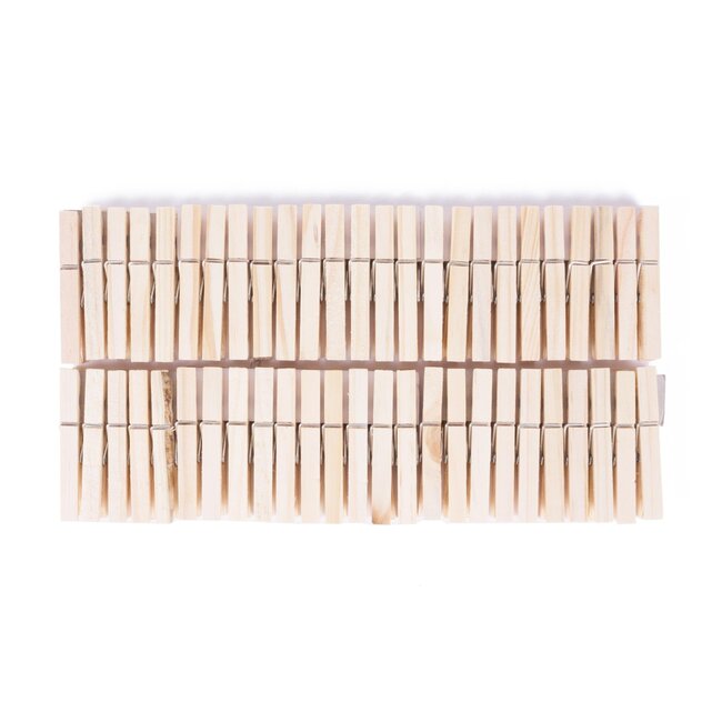 Benson Houten wasknijpers - 50 stuks - stevige roestvrije veer - berkenhout