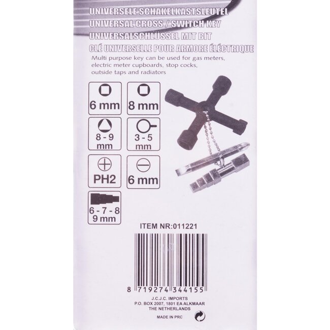 Hofftech Schakelkastsleutel - Zwart - Gelakt Metaal - Multifunctioneel