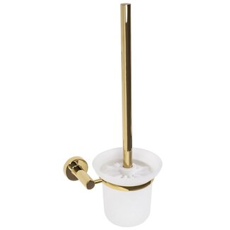 REA 322214A Toiletborstelhouder Wandmodel - 14 x 37 cm - Glans Goud