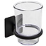 REA Wandmodel tandenborstelhouder - mat zwart - metaal en glas - 10 x 7.5 x 9.5 cm