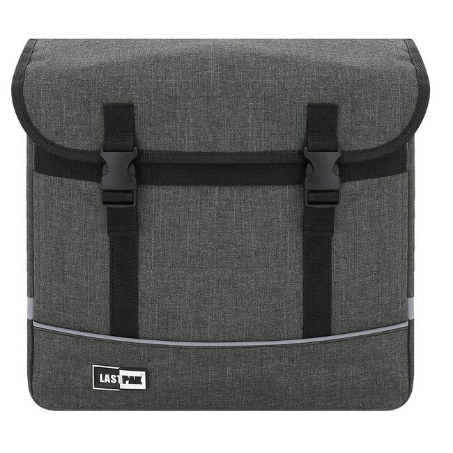 Lastpak Ruime dubbele fietstas - waterafstotend canvas - 35 liter - grijs