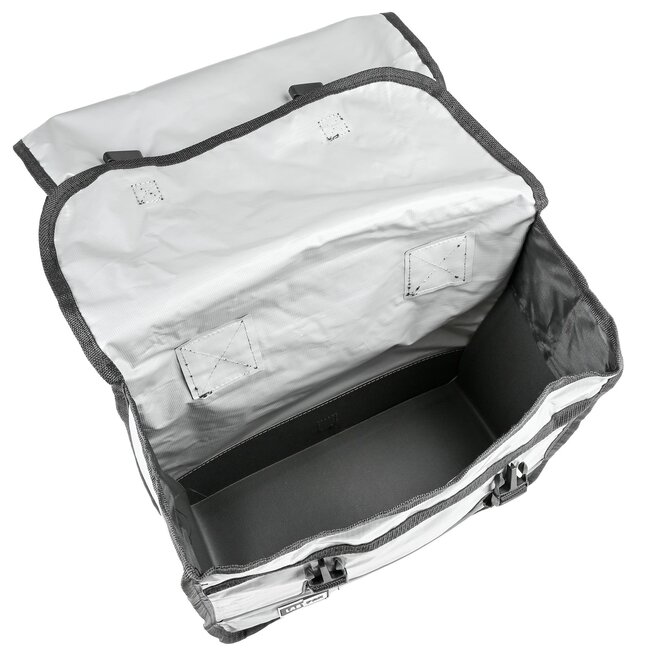 Lastpak Dubbele fietstas - waterafstotend - 35 liter - grijs - eenvoudig te monteren