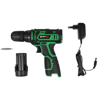 Hofftech Accu boormachine - 12V - Li-ion - LED-lamp - Soft grip - Inclusief accessoires