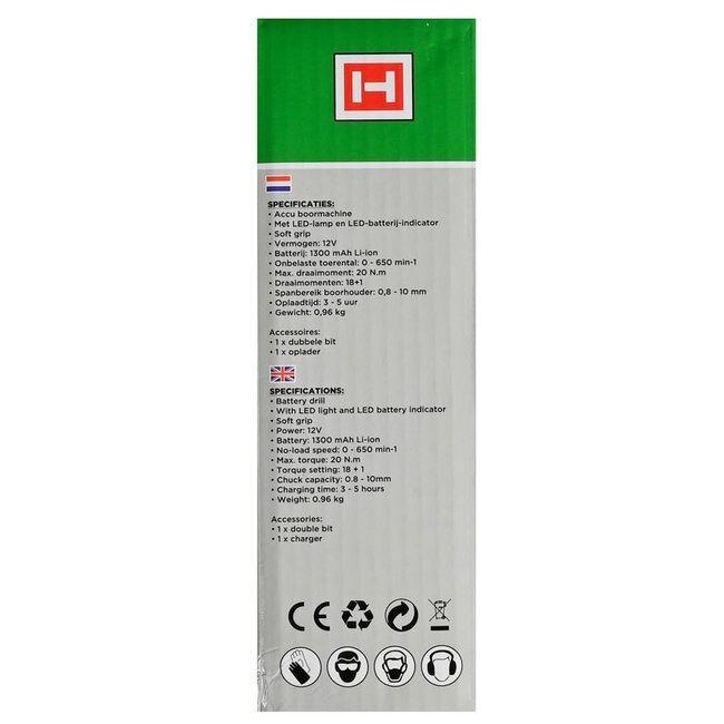 Hofftech Accu boormachine - 12V - Li-ion - LED-lamp - Soft grip - Inclusief accessoires