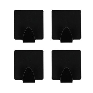 Benson Handdoekhaken - Zelfklevend - Zwart Metaal - Geen Boren - 4 Stuks